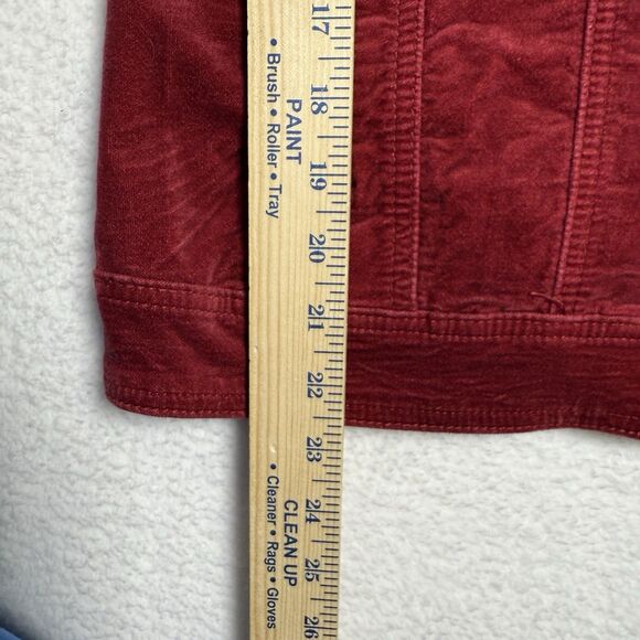 Chicos Red Velvet Jean Jacket Womens Size 1 (8/10) Embroidered Holiday Boho - Picture 8 of 8